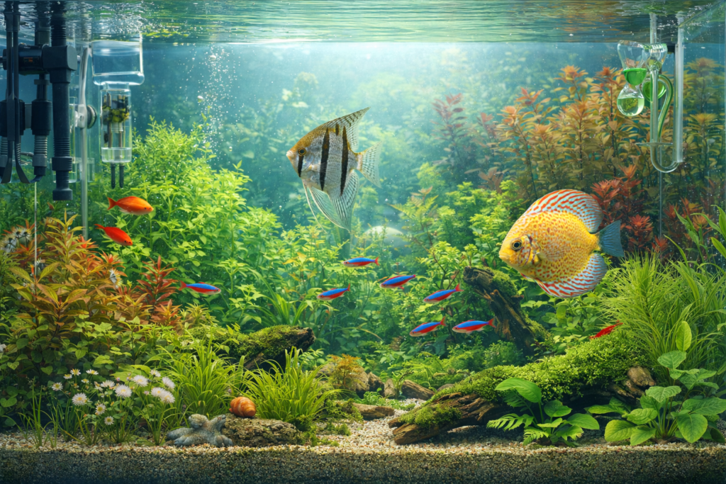 Aquarium d’eau douce équilibré en aquariophilie