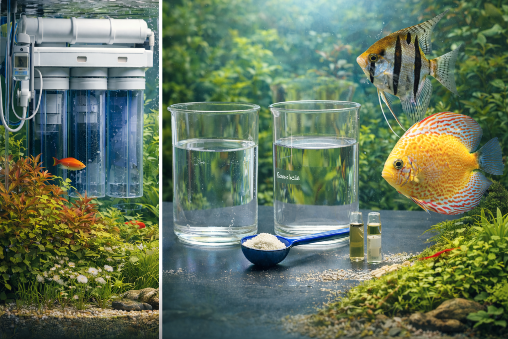 Aquarium d’eau douce utilisant de l’eau osmosée reminéralisée