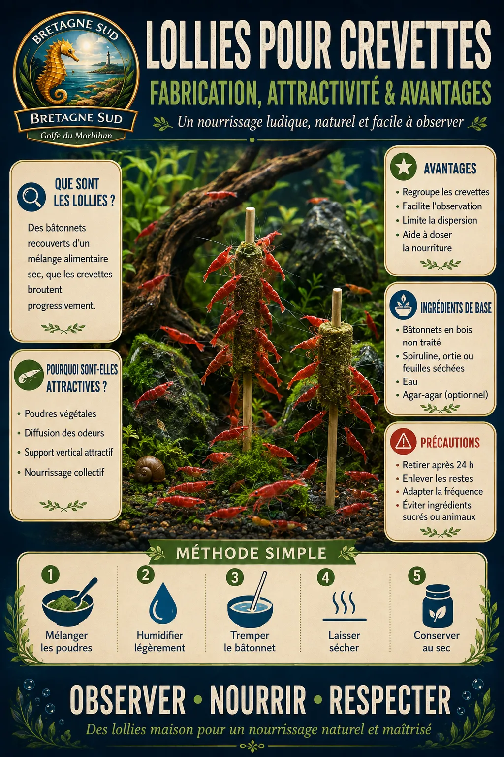Infographie sur des lollies alimentaires pour crevettes d’aquarium