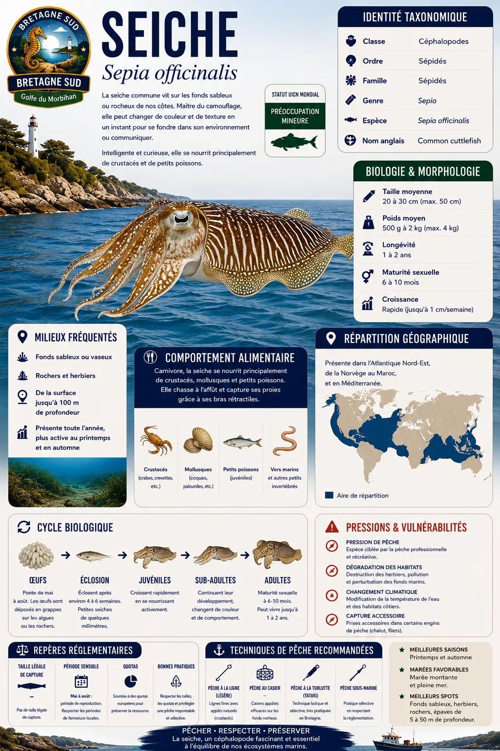 Infographie sur la seiche Sepia officinalis