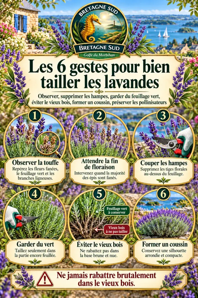 Infographie sur la taille des lavandes en Bretagne Sud