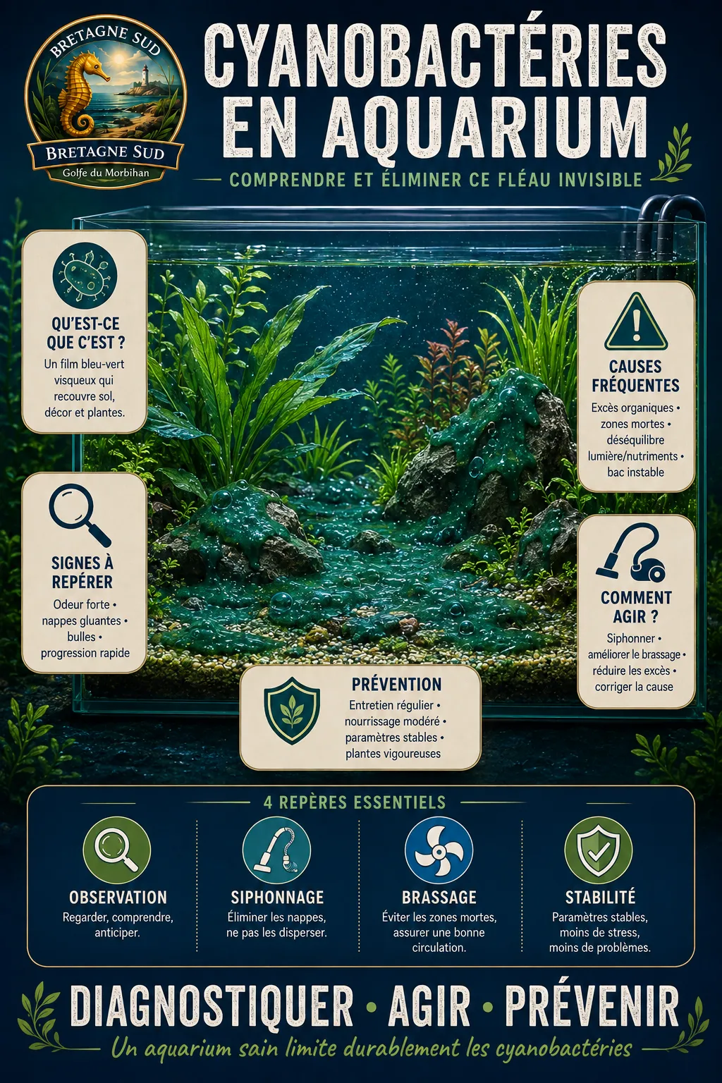 Cyanobactéries en aquarium : comprendre et éliminer ce fléau invisible