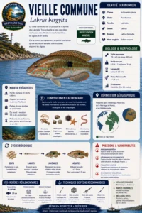 Infographie sur la vieille commune Labrus bergylta