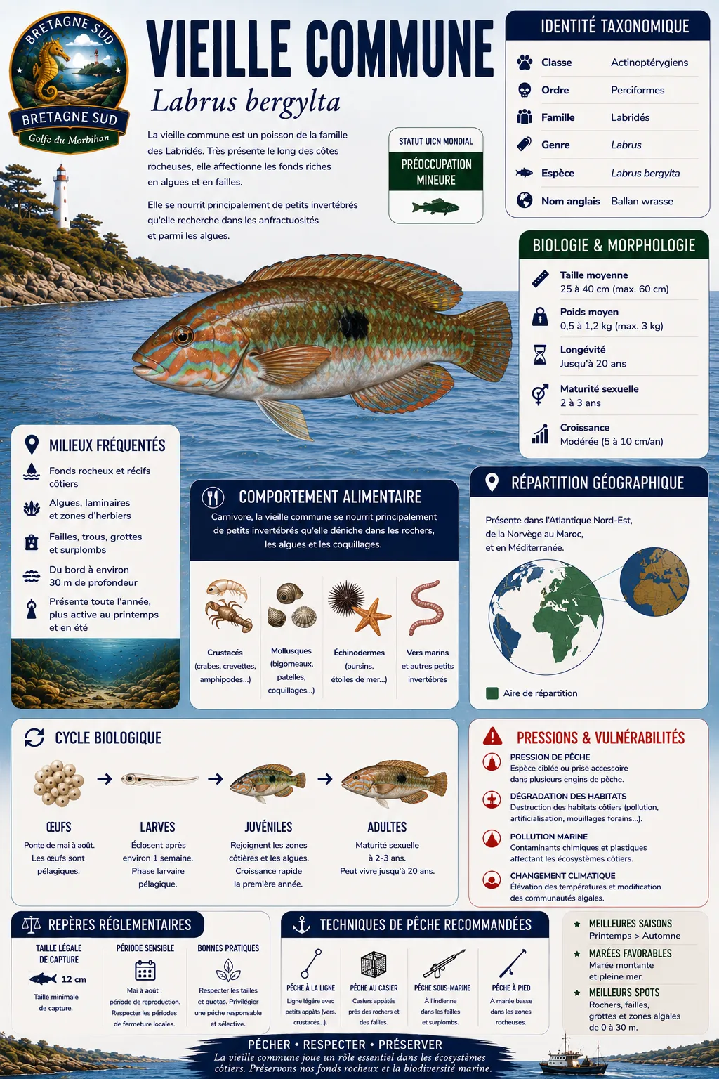 Infographie sur la vieille commune Labrus bergylta