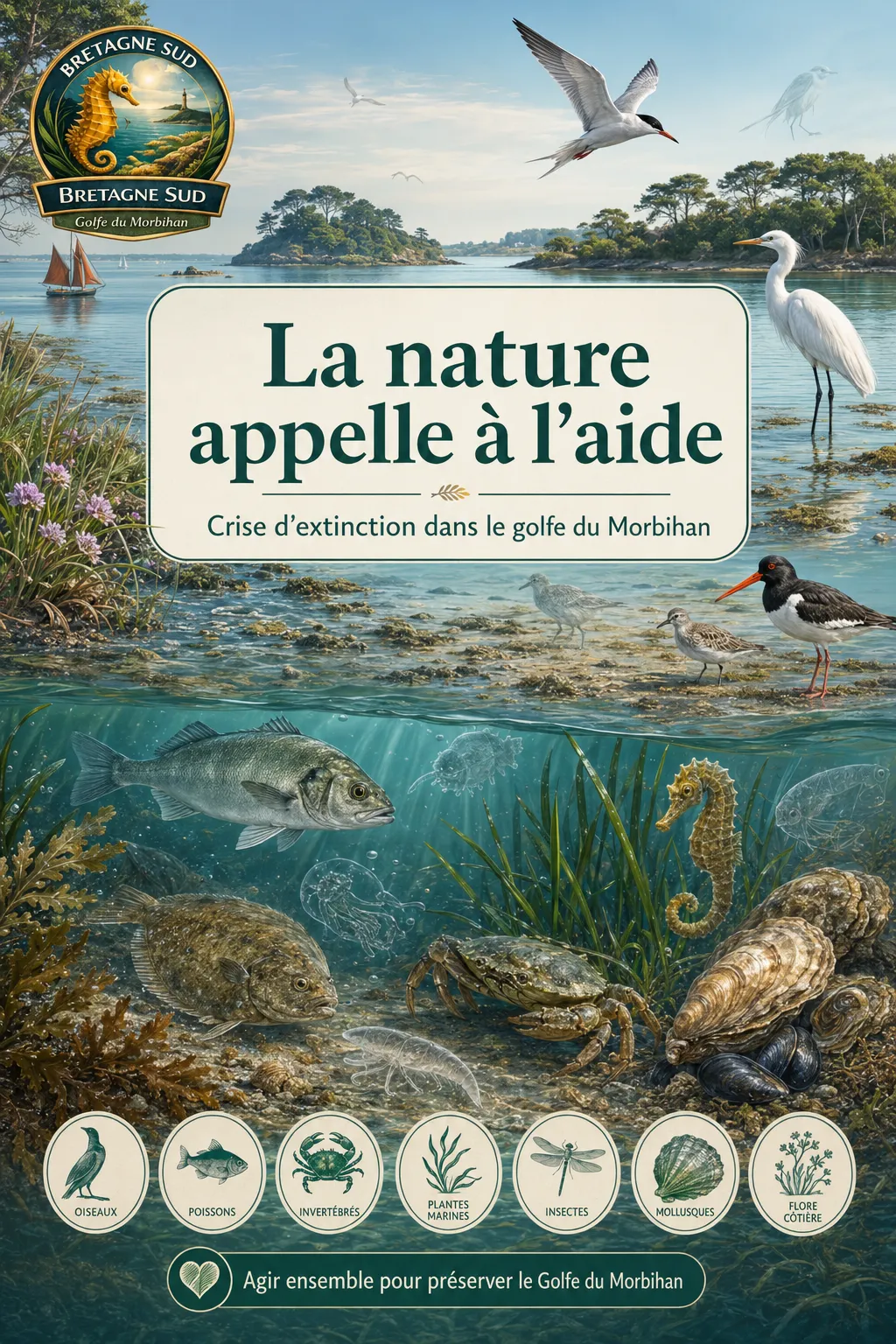 Affiche nature Golfe du Morbihan en danger