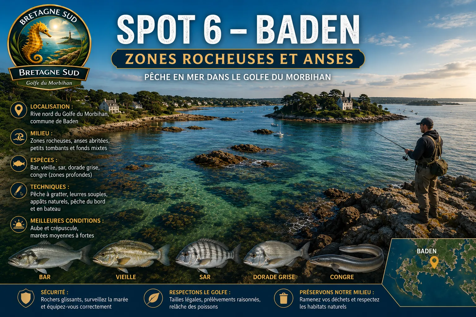 Spot 6 — Baden – Zones rocheuses et anses