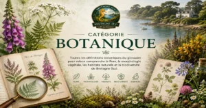 Bannière botanique Bretagne Sud avec illustrations florales