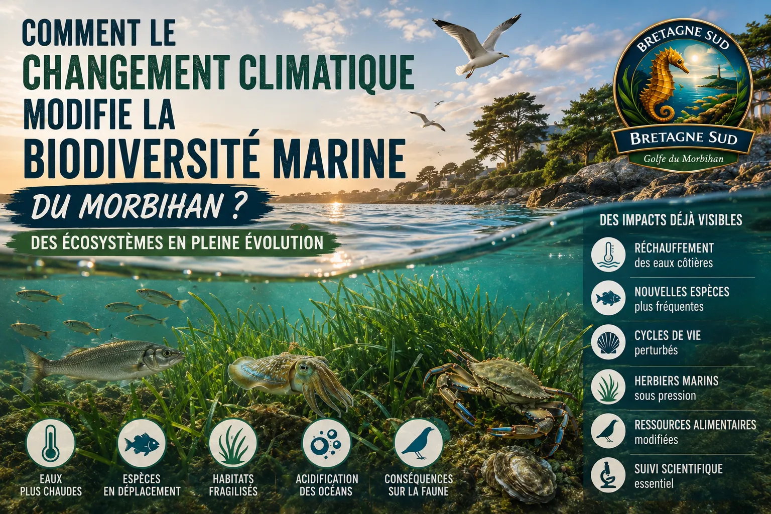Comment le changement climatique modifie la biodiversité marine du Morbihan ?