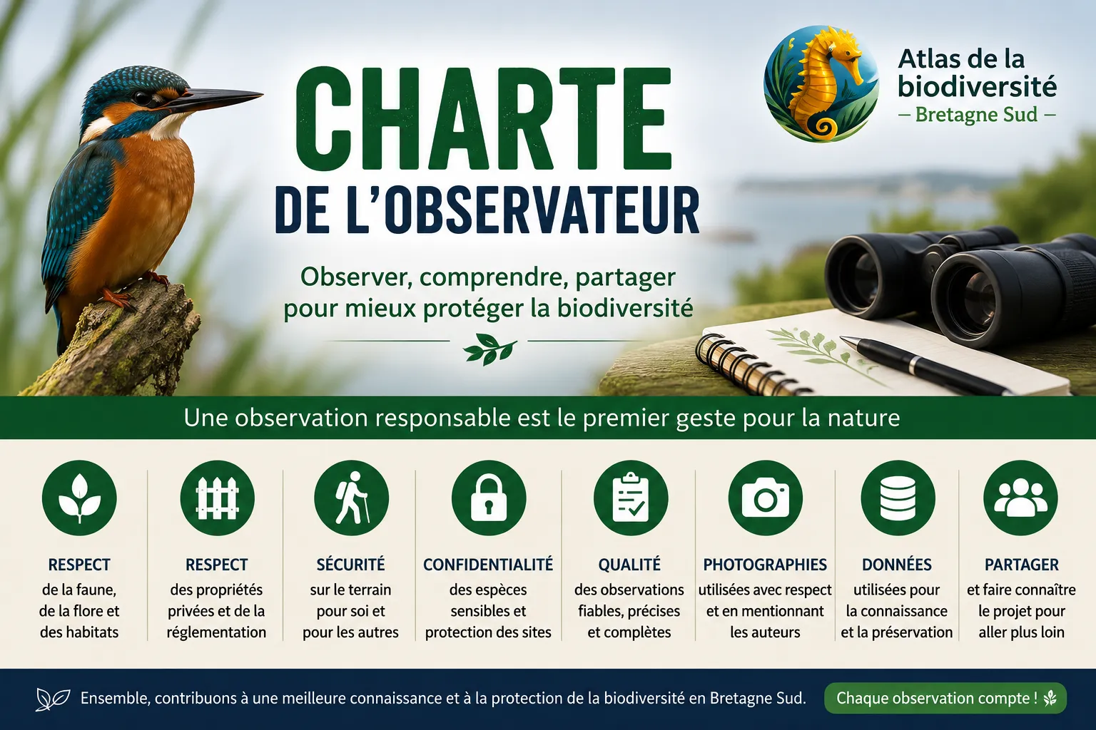 Charte de l’observateur biodiversité Bretagne Sud