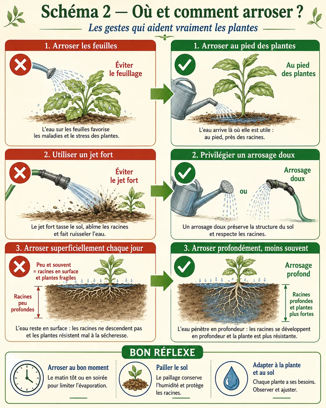 Infographie sur bonnes pratiques d’arrosage des plantes