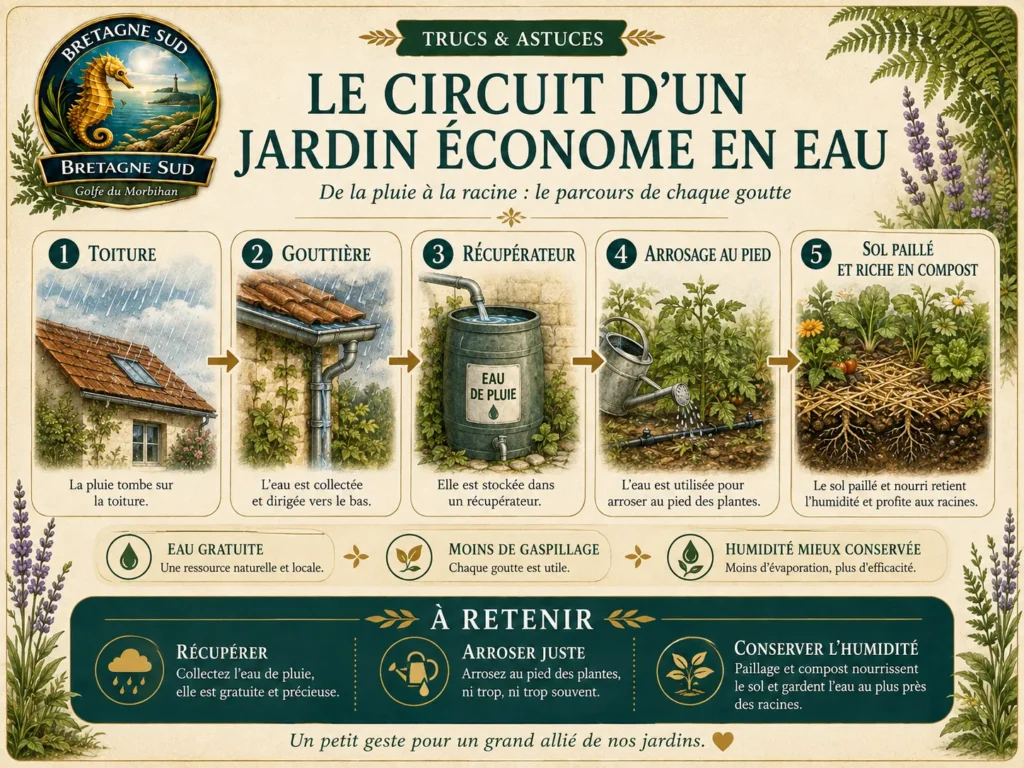 Infographie du circuit d’un jardin économe en eau