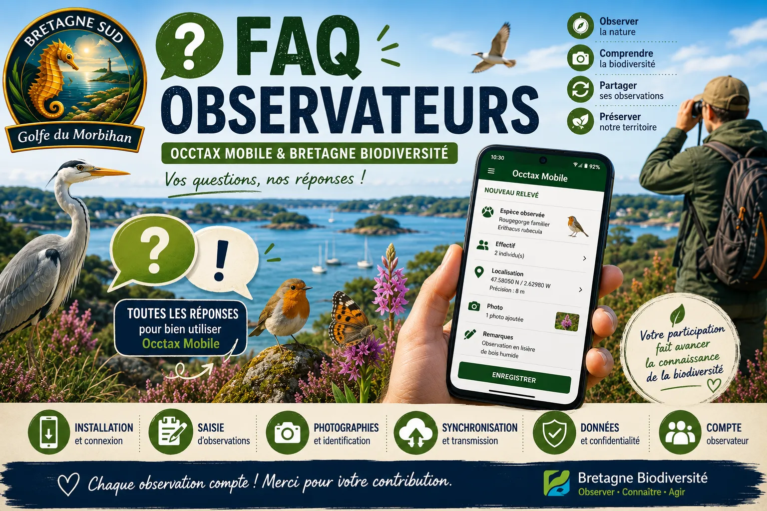 Affiche FAQ Observateurs Occtax Bretagne biodiversité