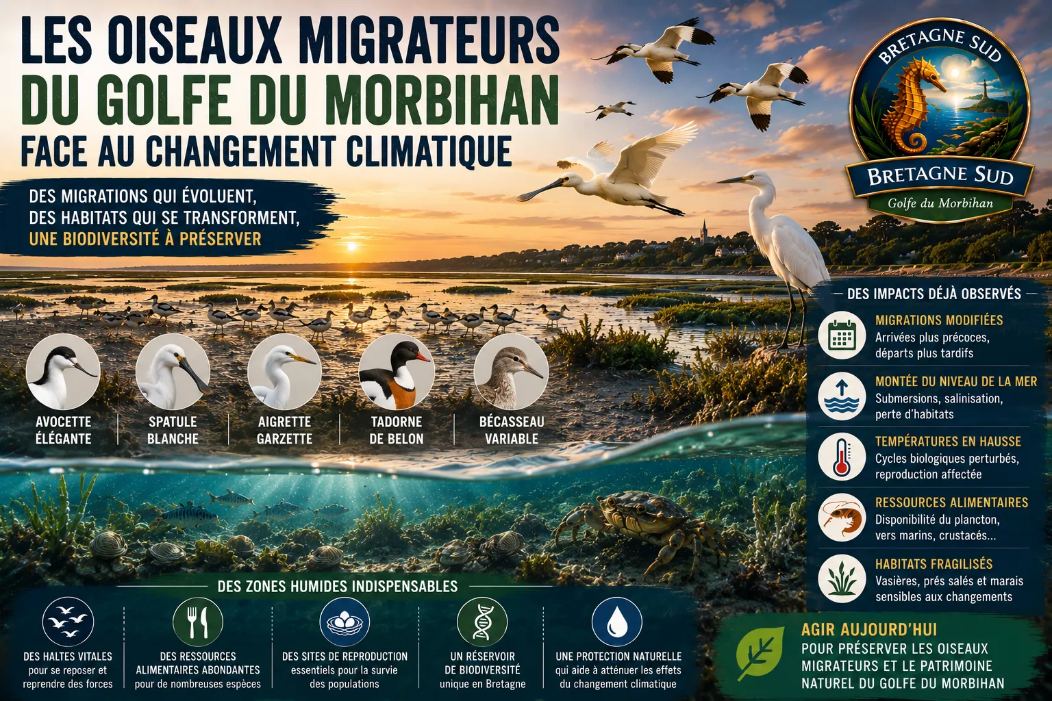 Les oiseaux migrateurs du Golfe du Morbihan face au changement climatique