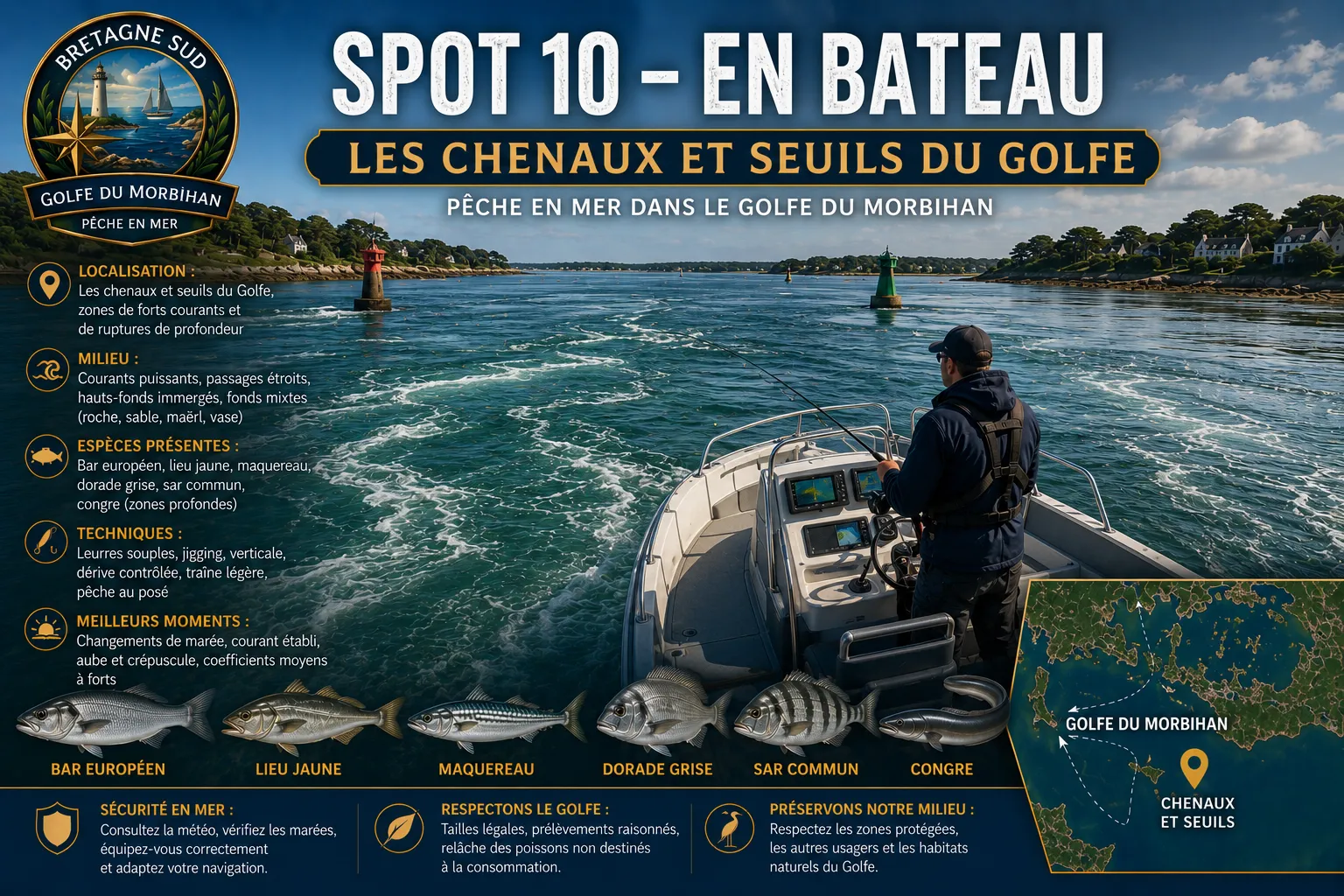 Pêche en bateau dans le Golfe du Morbihan