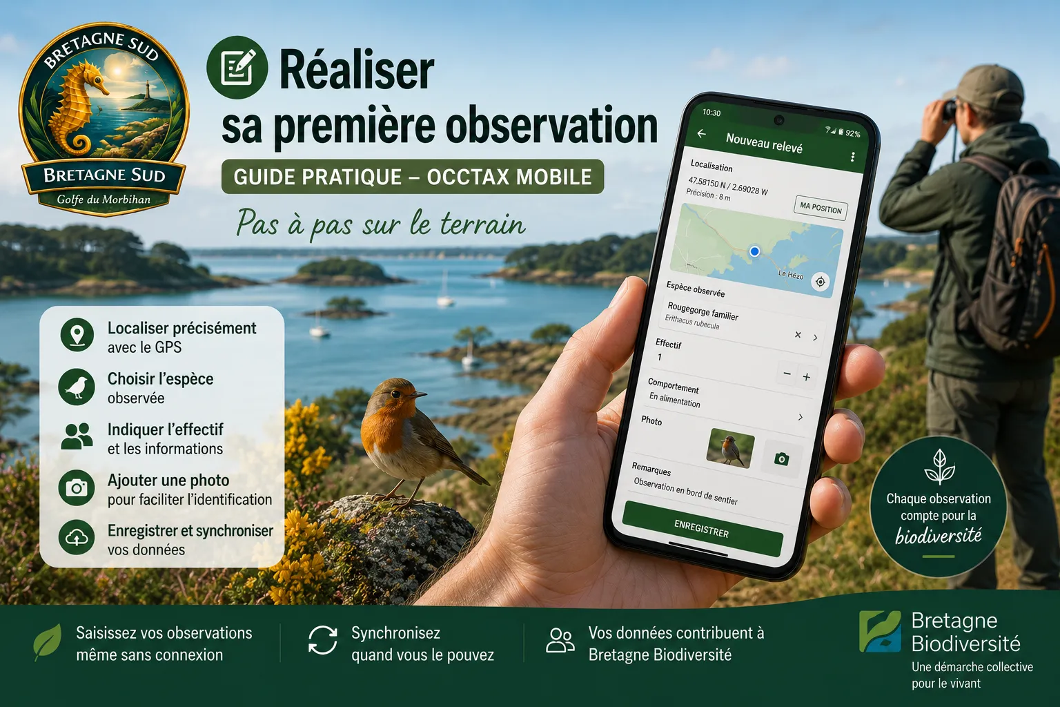 Application mobile d’observation biodiversité en Bretagne Sud