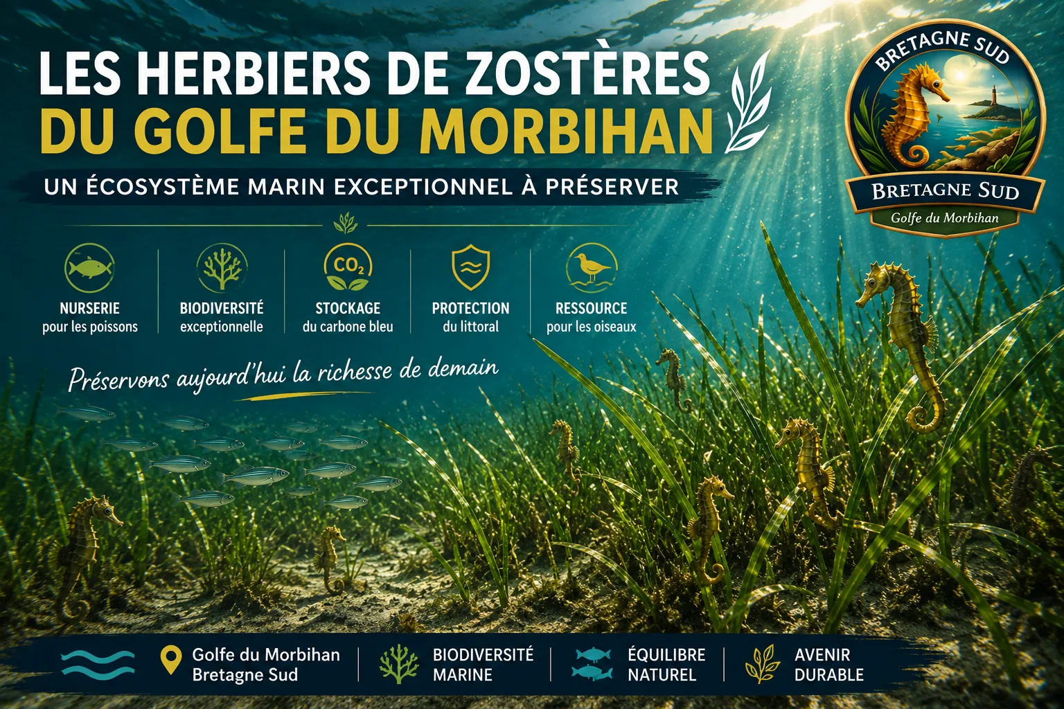 Les herbiers de zostères du Golfe du Morbihan : un écosystème marin exceptionnel à préserver