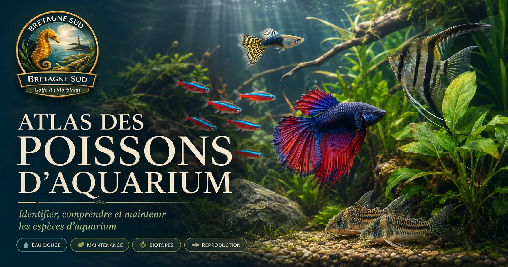 Affiche atlas des poissons d’aquarium colorés