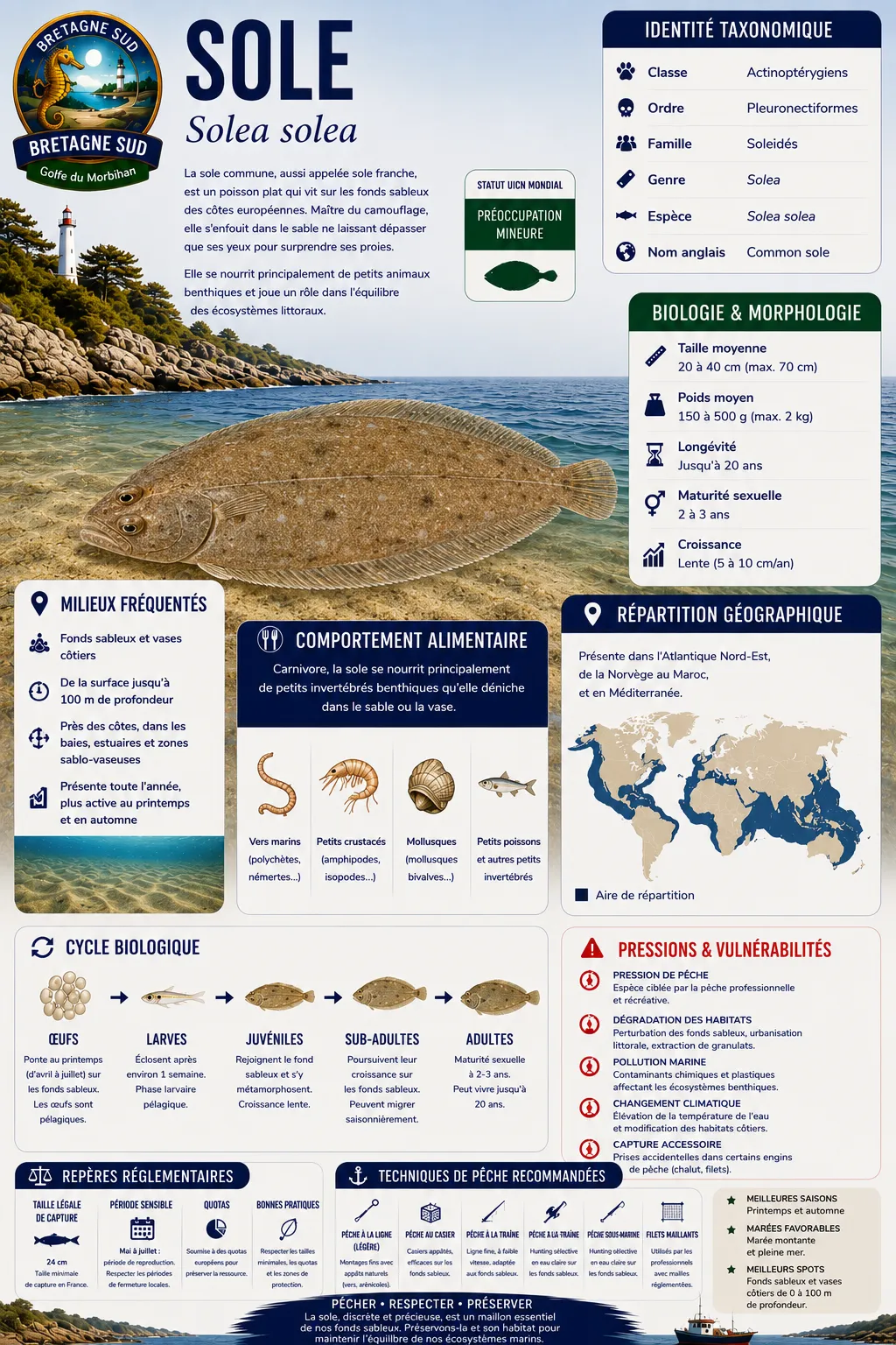 Infographie sur la sole commune Solea solea