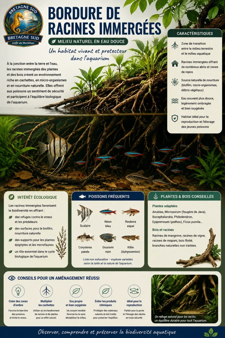Bordure de racines immergées