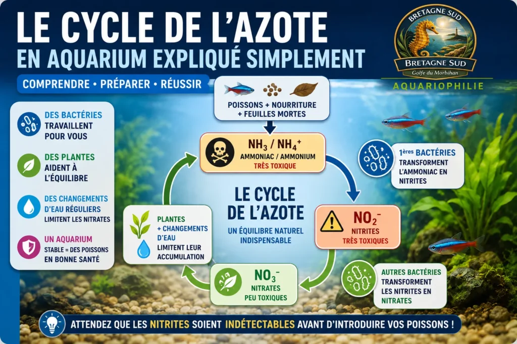 Infographie du cycle de l’azote en aquarium