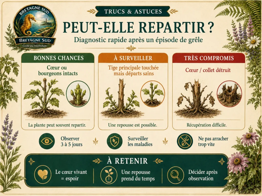 Infographie sur la reprise des plantes après la grêle