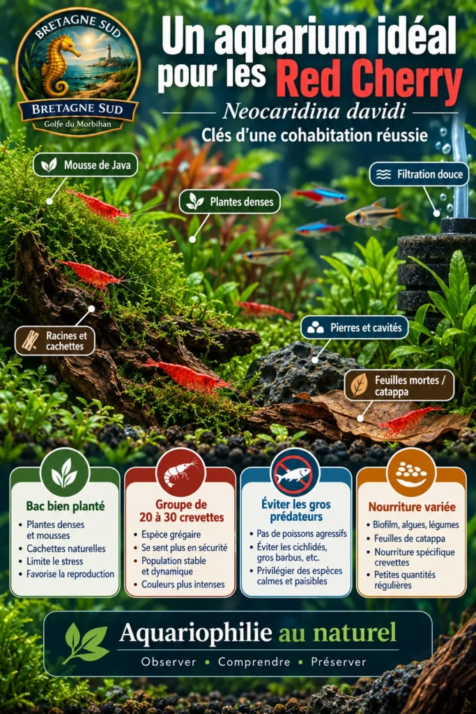 Infographie sur aquarium idéal pour crevettes Red Cherry