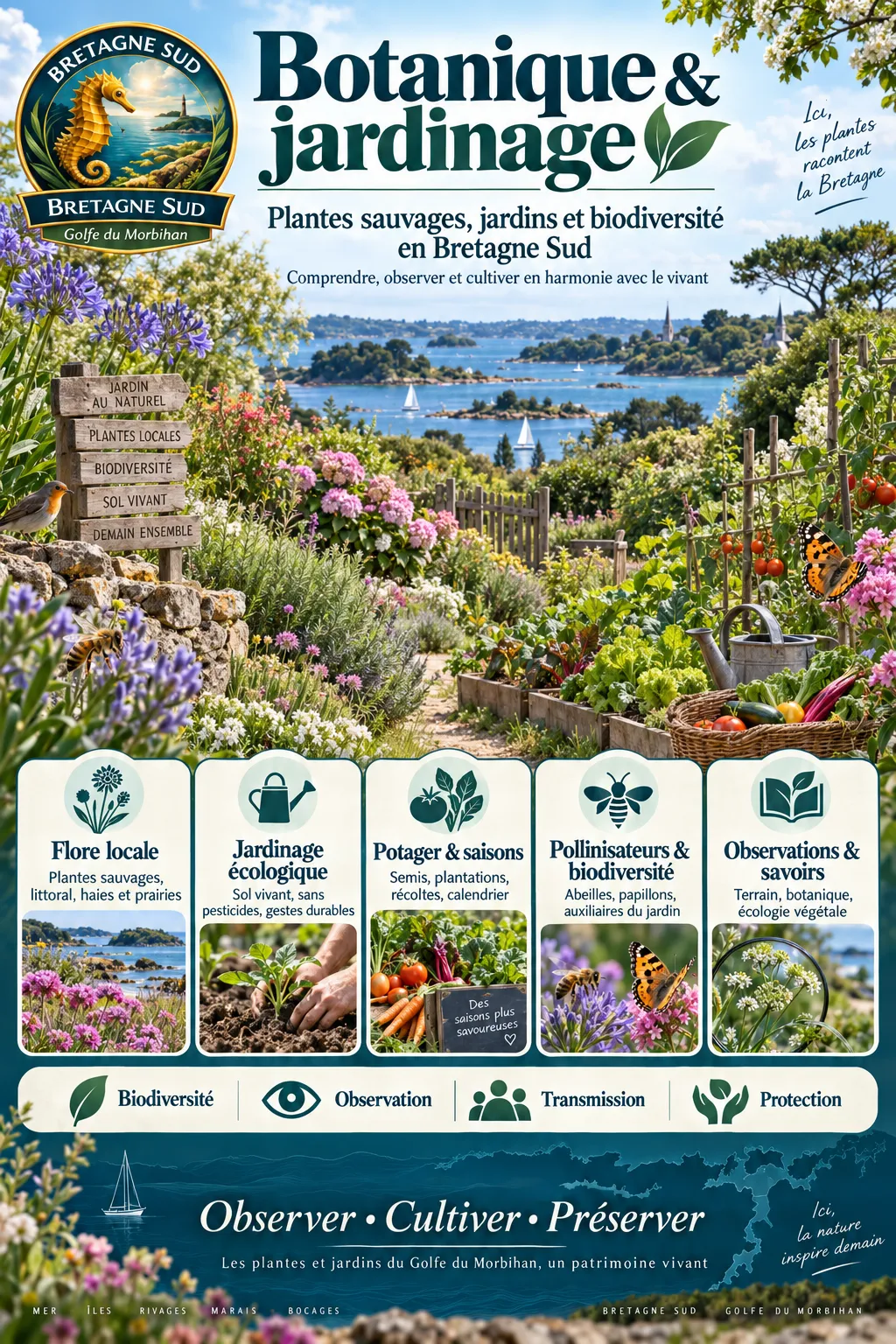 Affiche botanique et jardinage du Golfe du Morbihan
