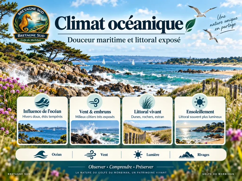 Infographie sur le climat océanique en Bretagne Sud