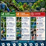 Infographie sur l’entretien hebdomadaire d’un aquarium planté