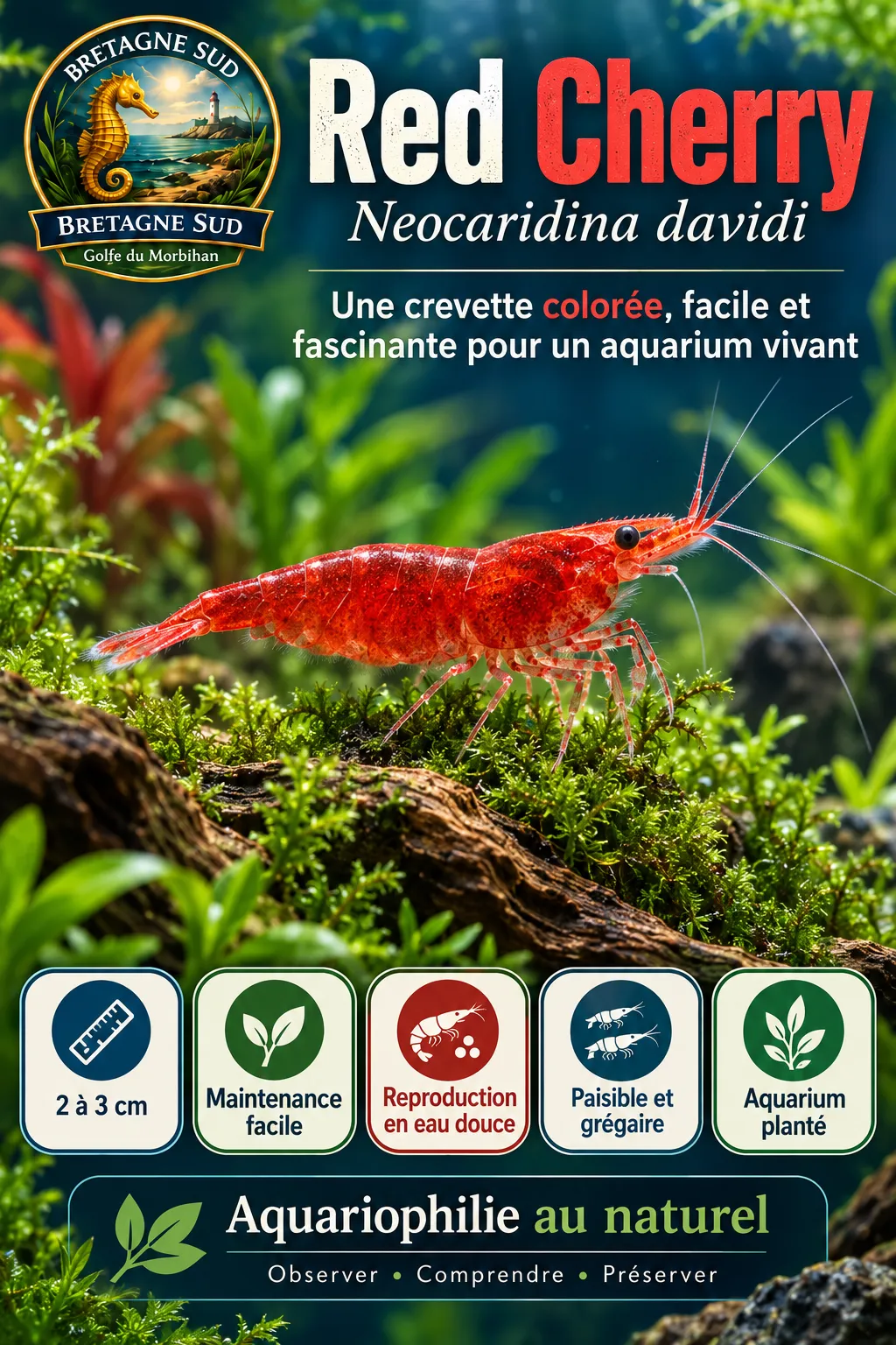 Red Cherry – Neocaridina davidi : maintenance et reproduction