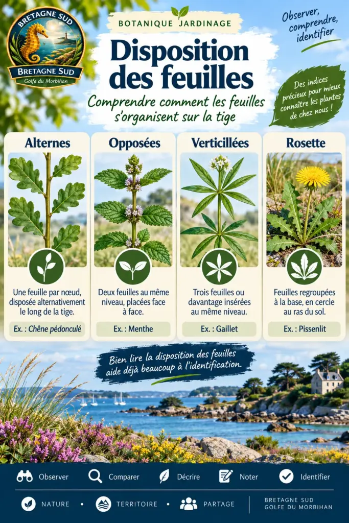 Infographie sur les dispositions des feuilles des plantes