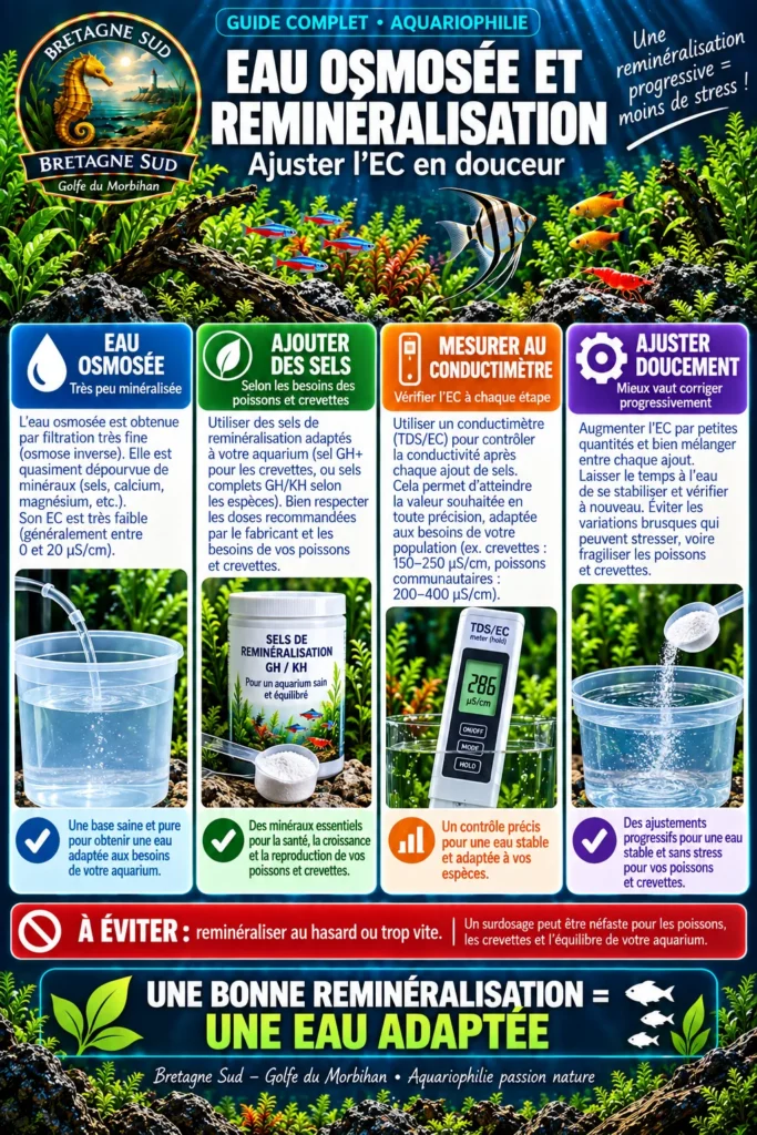 Infographie sur l’eau osmosée et la reminéralisation d’aquarium