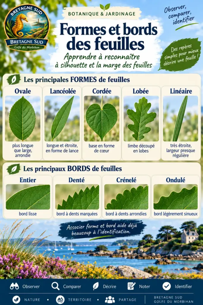 Infographie des formes et bords de feuilles