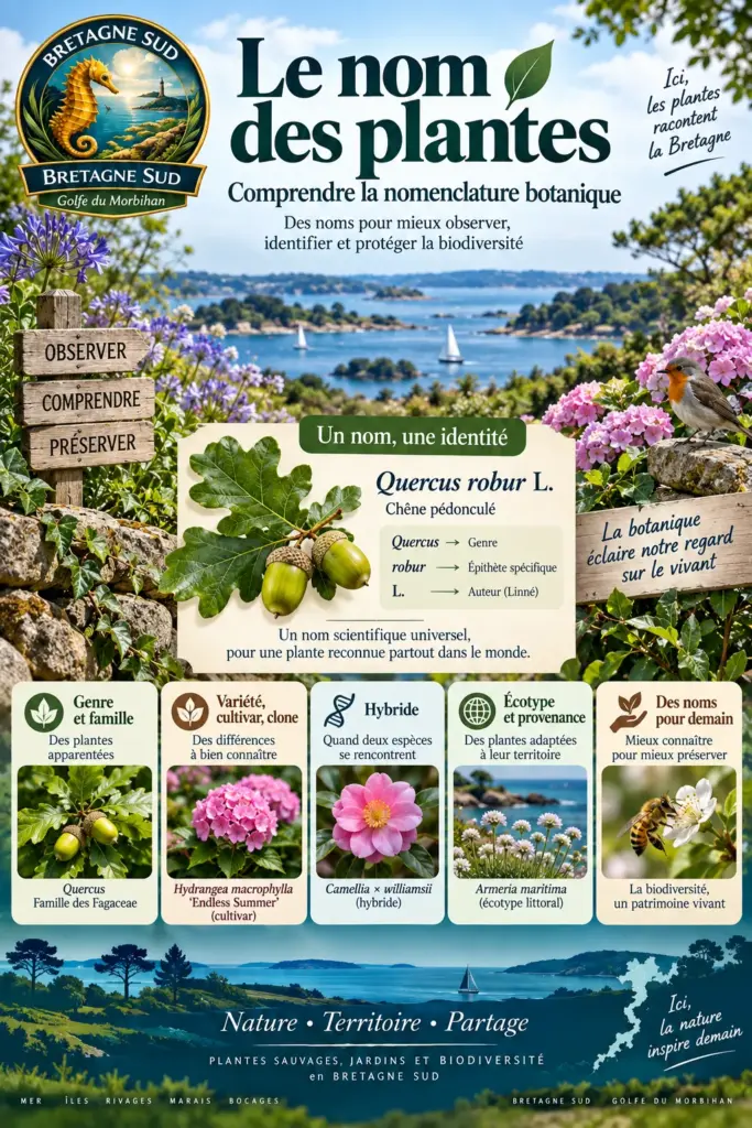 Infographie botanique sur les noms des plantes en Bretagne Sud