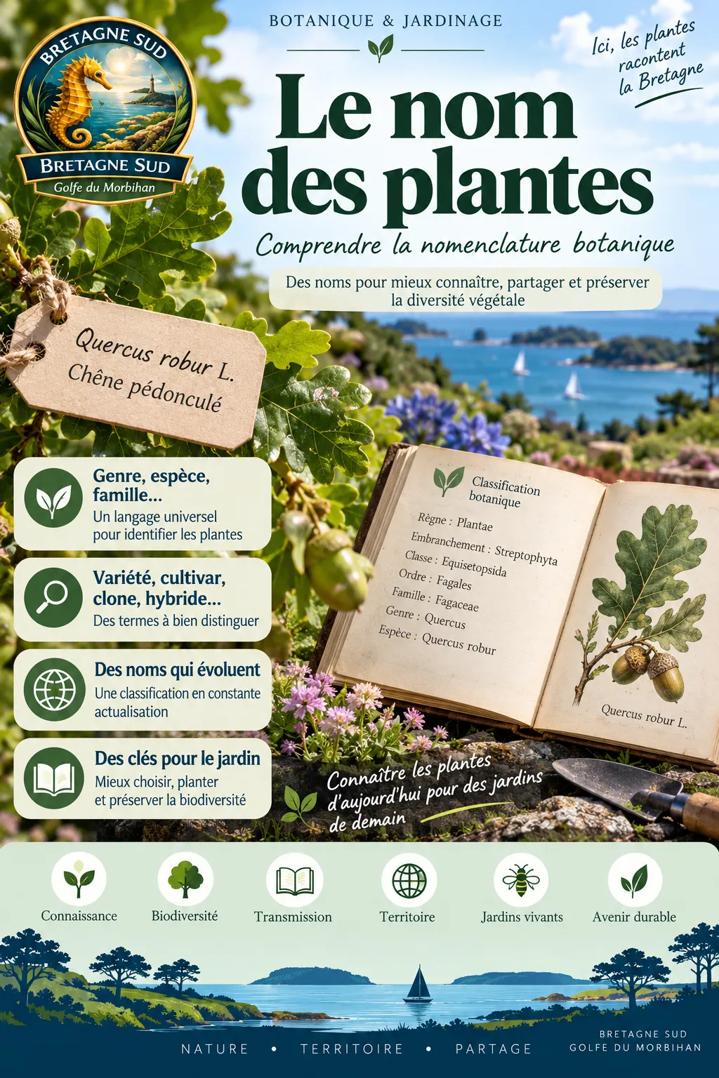 Affiche botanique sur le chêne pédonculé en Bretagne Sud