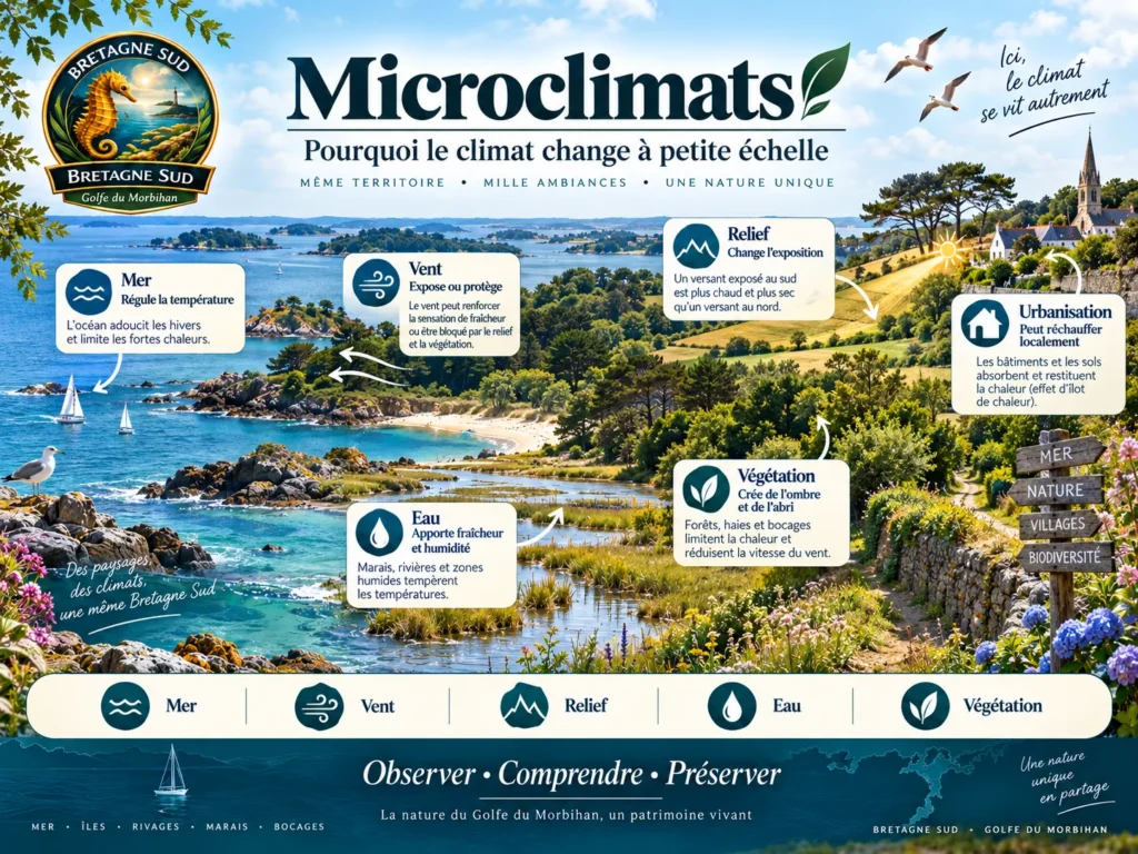 Infographie sur les microclimats du Golfe du Morbihan