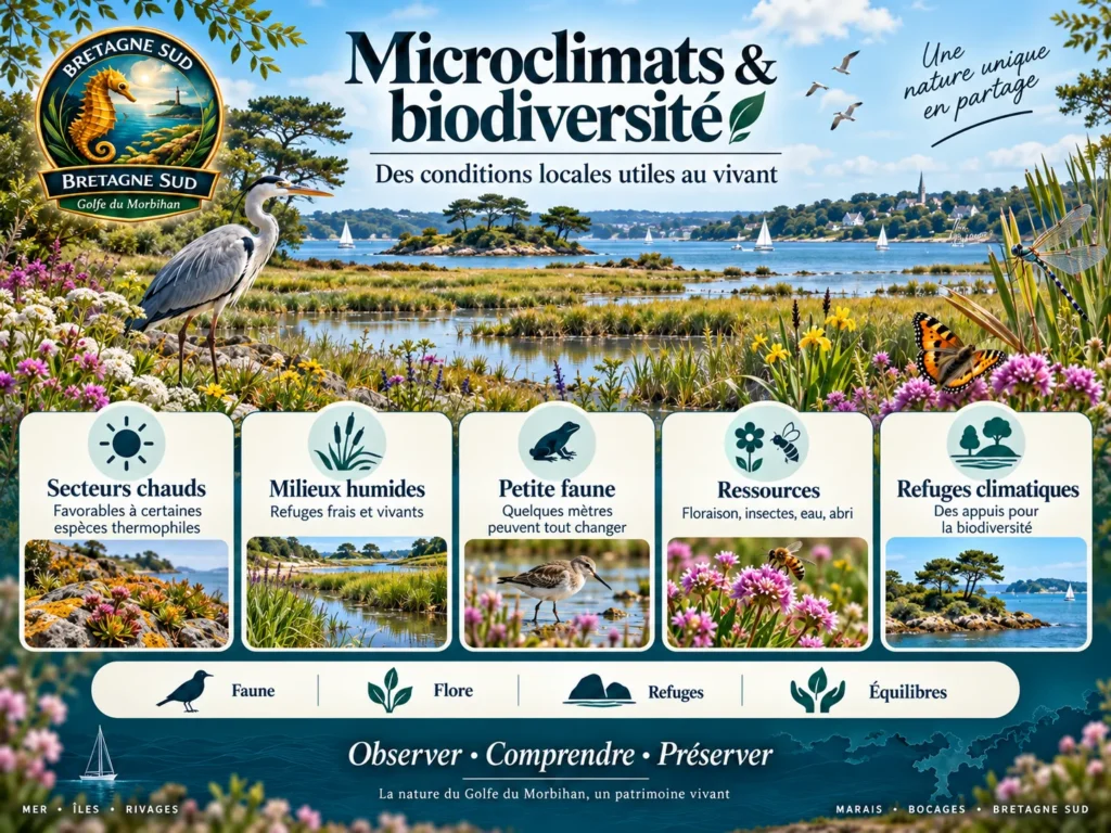 Infographie sur les microclimats du golfe du Morbihan