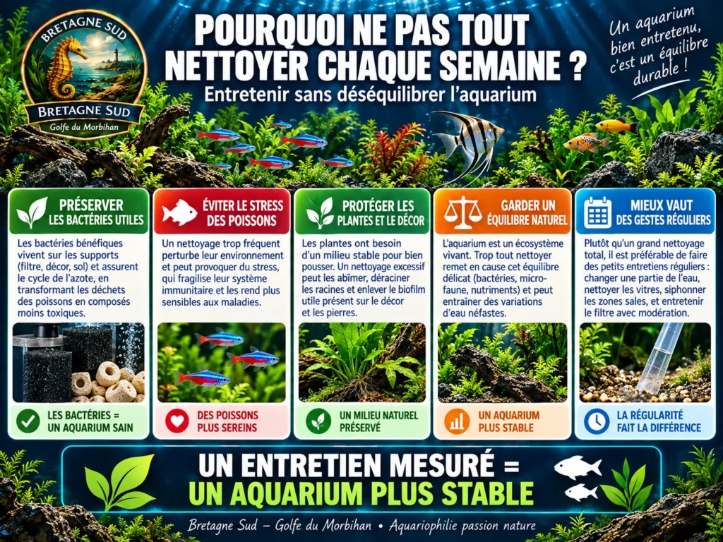 Infographie sur l’entretien modéré d’un aquarium équilibré