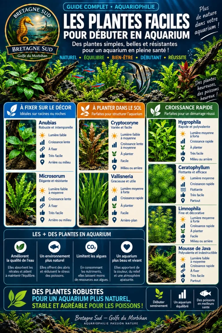 Infographie des plantes faciles pour débuter en aquarium