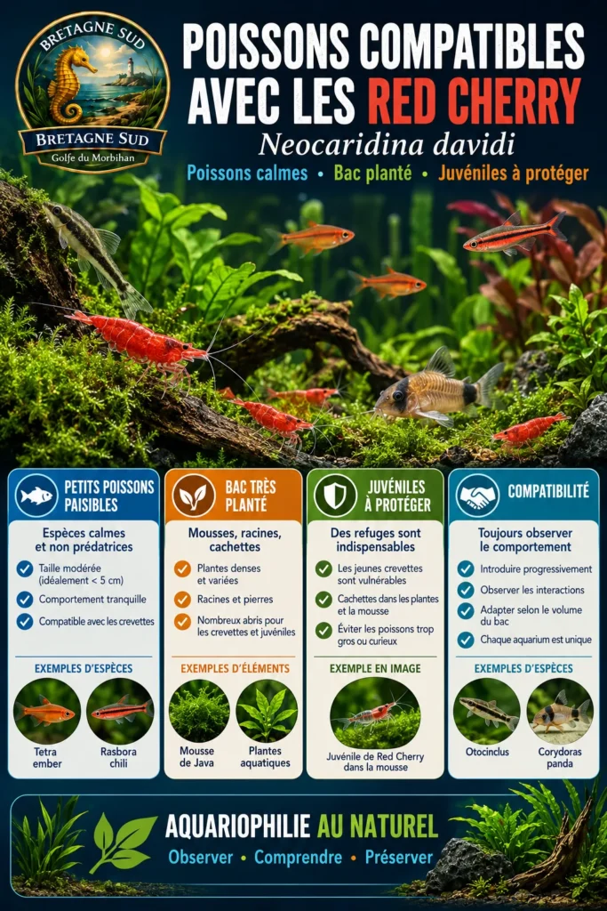 Infographie sur poissons compatibles avec crevettes Red Cherry