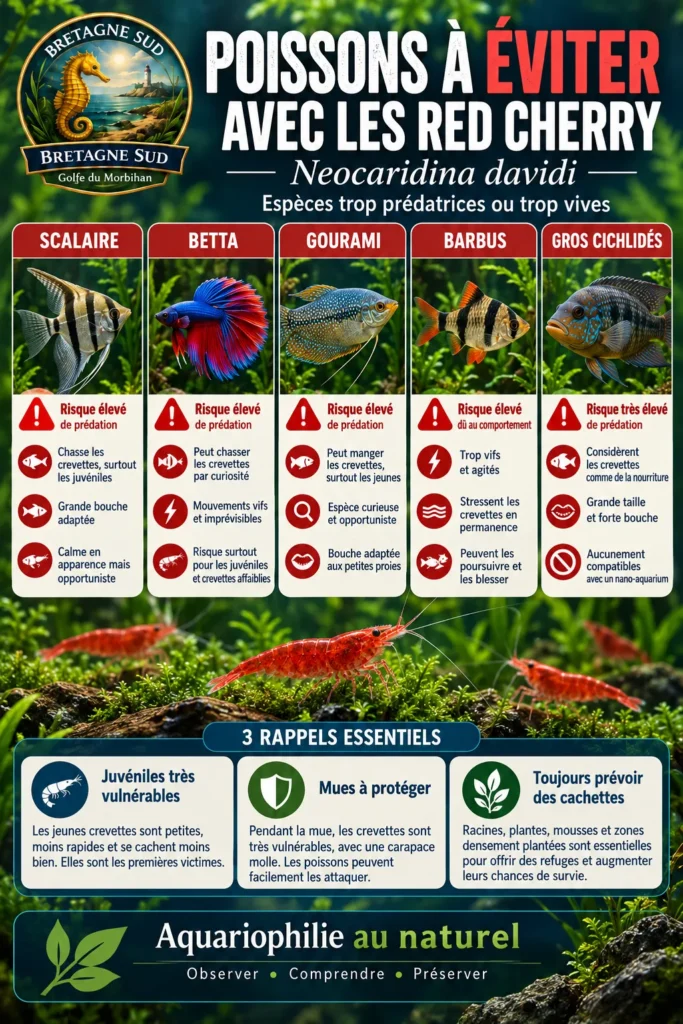 Poissons incompatibles avec crevettes Red Cherry en aquarium
