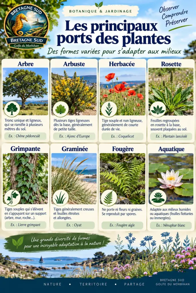 Infographie des principaux ports des plantes en Bretagne Sud