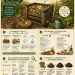 Infographie illustrée sur le compostage au jardin