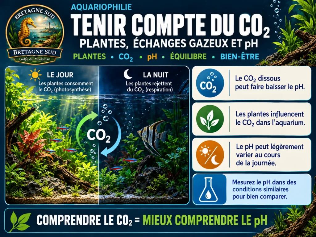 Infographie sur CO₂, plantes et pH d’aquarium