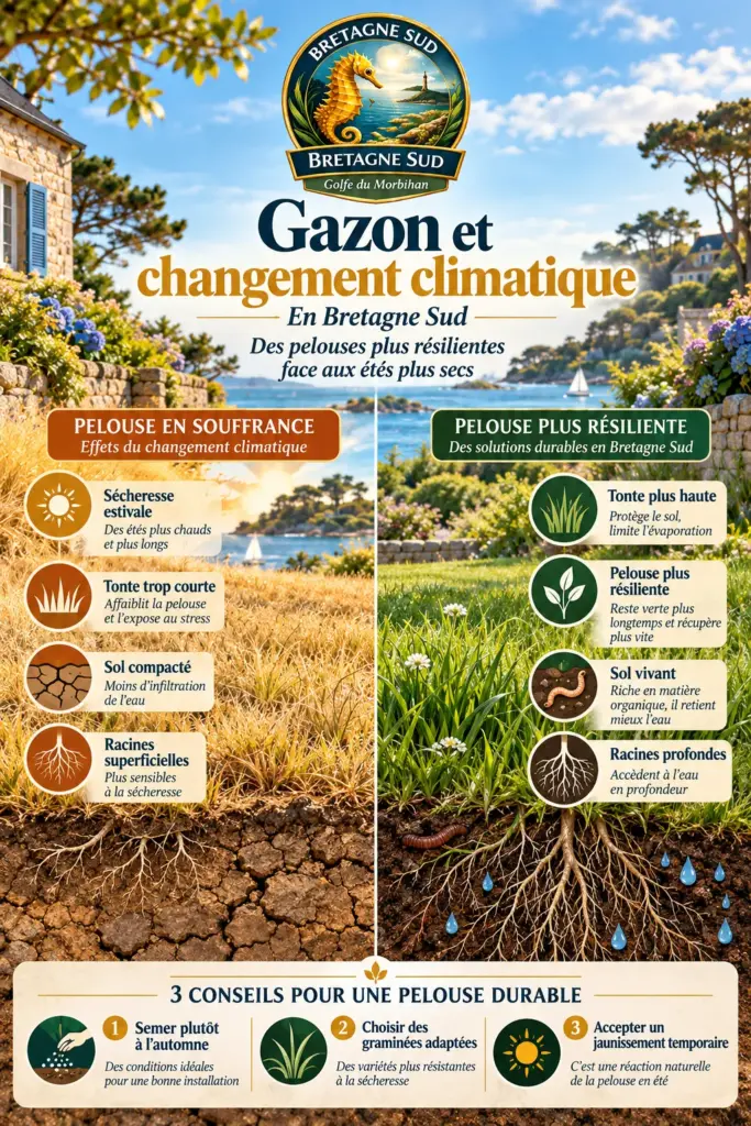 Infographie sur une pelouse résiliente au changement climatique