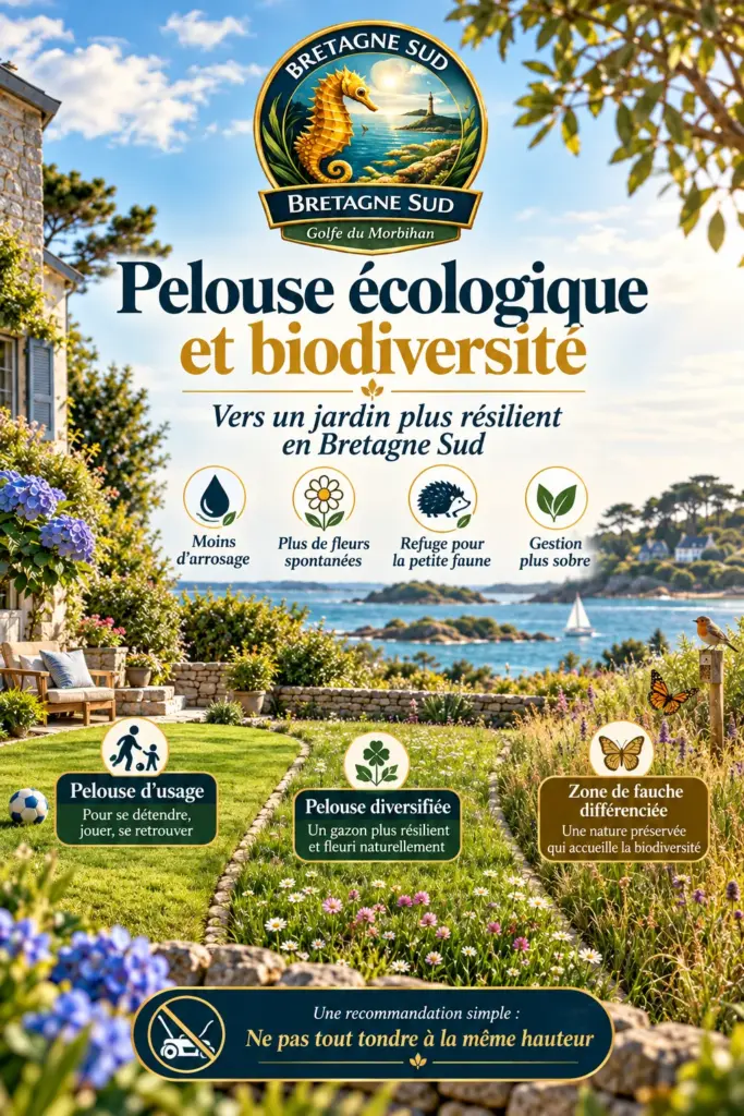 Affiche sur la pelouse écologique en Bretagne Sud