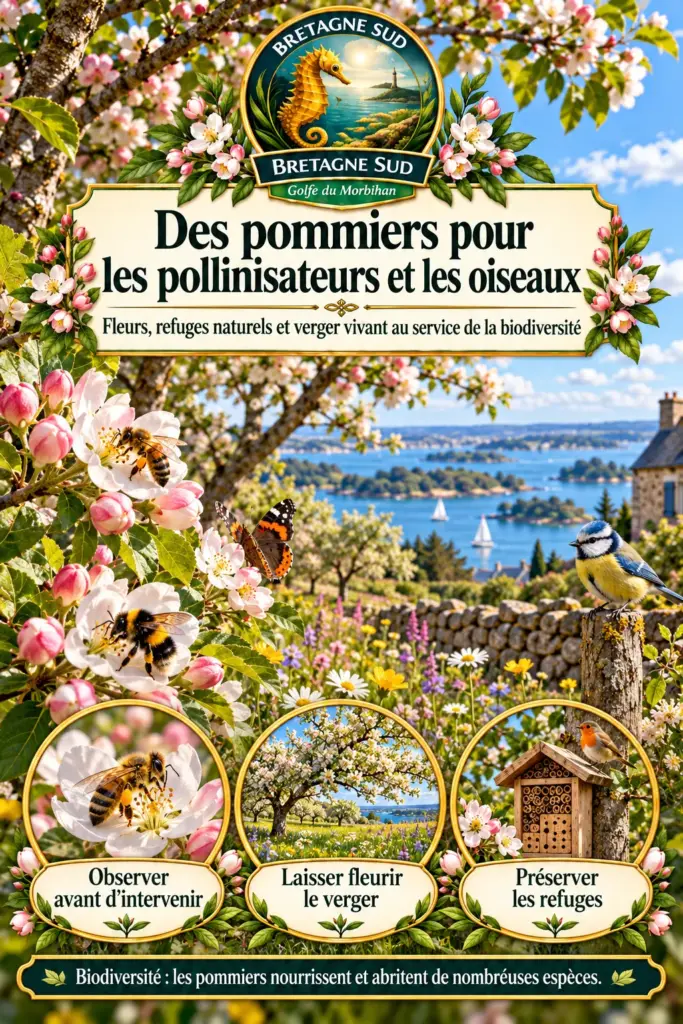 Affiche bretonne sur les pommiers favorables à la biodiversité