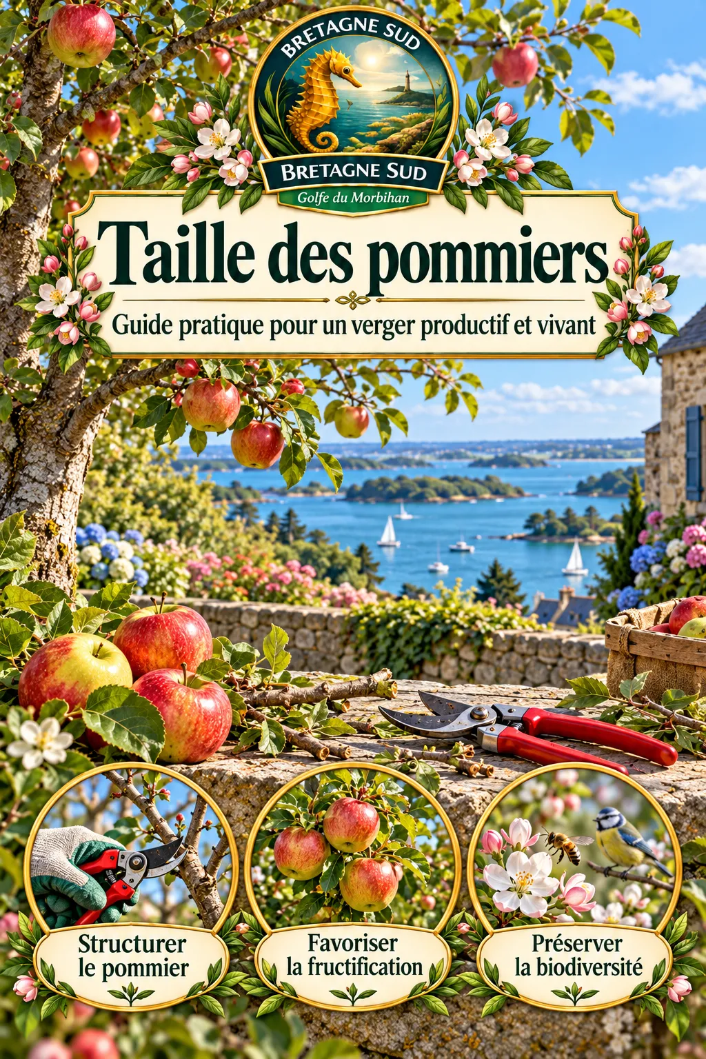 Affiche bretonne sur la taille des pommiers